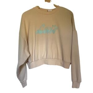 Levi's cream cropped crewneck sweater women's size XL casual warm top fleece